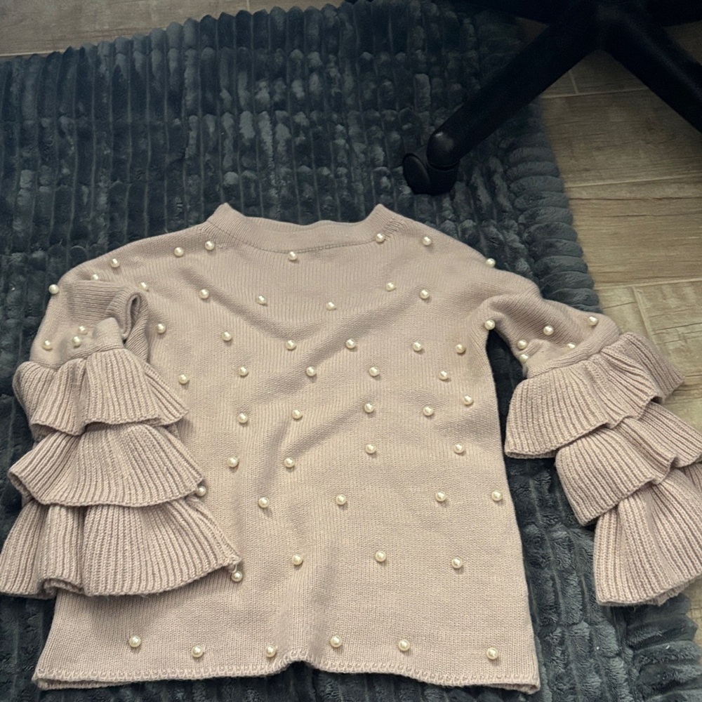 SHEIN Pink Sweater with Pearl Details